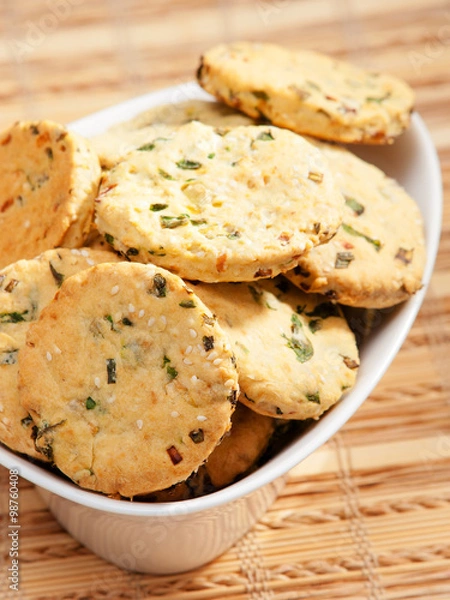 Fototapeta Salty cookies with herbs