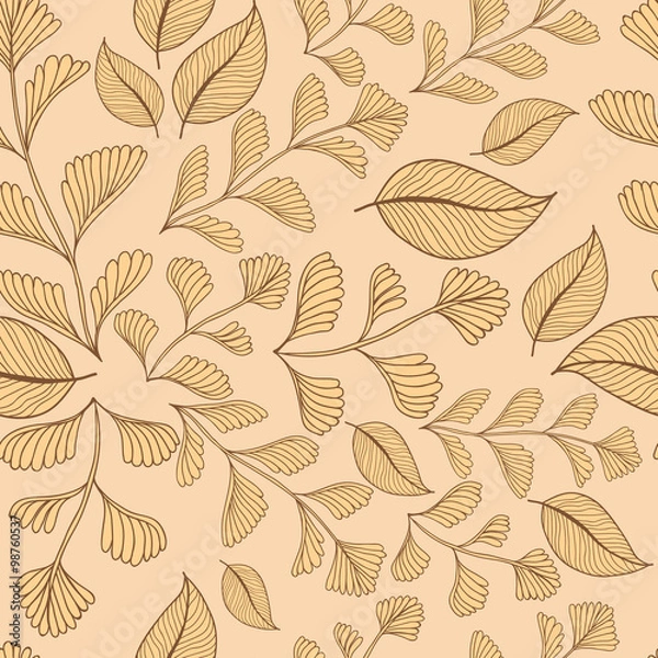 Fototapeta Leaves branches seamless pattern background. Vector illustration.