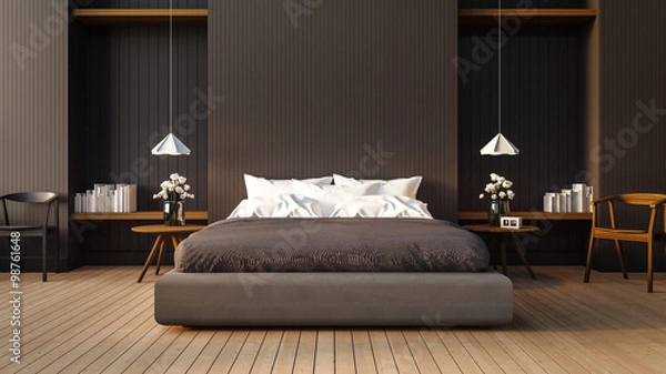 Obraz Loft i nowoczesna sypialnia / renderowanie obrazu 3D