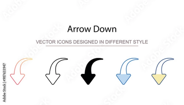 Obraz Arrow Down icon design with white background stock illustration