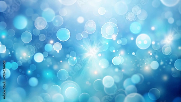 Obraz Soft blue abstract background with blurred circles and light effects, creating serene and calming atmosphere. Perfect for various design projects