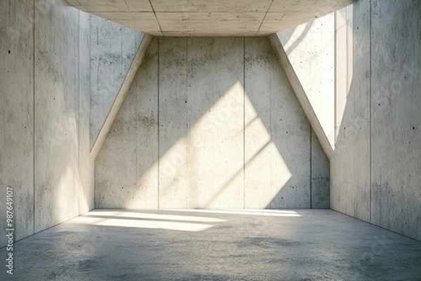 Fototapeta Concrete Room with Sunlight Streaming Through Windows
