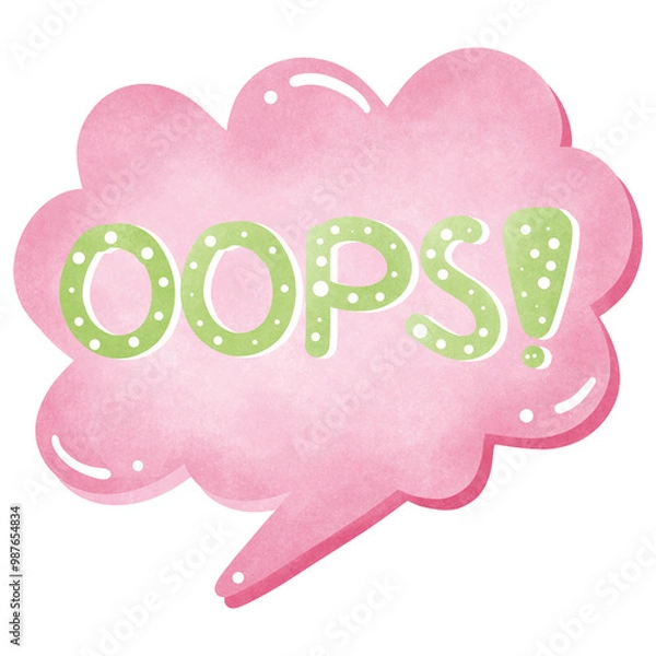 Fototapeta Cute speech bubble with message OOPS isolated on transparent background