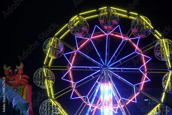Obraz ferris wheel at night