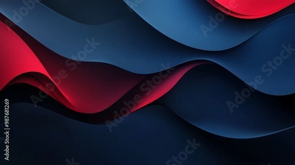Obraz Abstract blue and red paper waves texture background