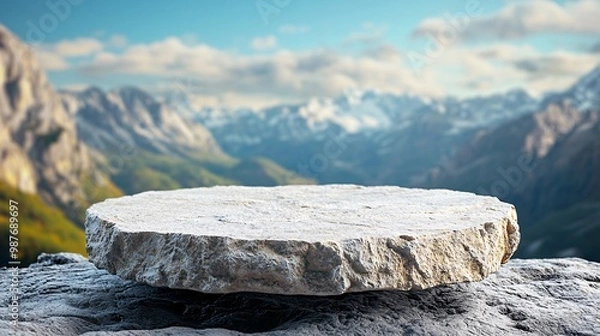 Fototapeta Stone Platform with Mountain View.