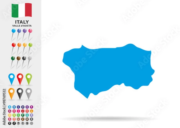 Fototapeta Map of Aosta Valley