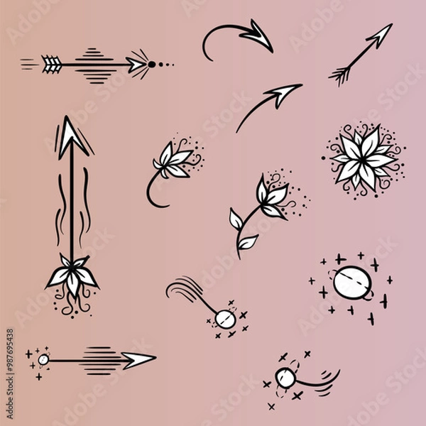 Obraz Original arrows, in space style for your design.