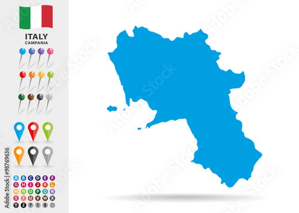 Fototapeta Map of Campania in Italy