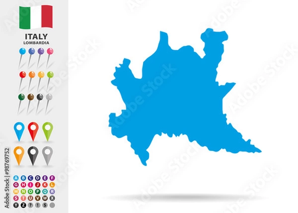 Fototapeta Mapa Lombardii we Włoszech