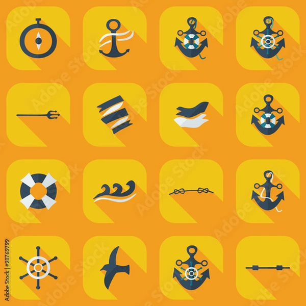 Fototapeta Flat concept, set modern design with shadow sailing