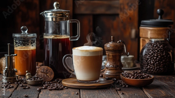 Obraz Flat white is a smooth coffee made with espresso and velvety steamed milk