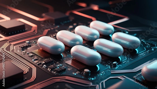 Fototapeta AI-Driven Drug Development: Revolutionizing Medicine with Smart Pills and Digital Healthcare Technology