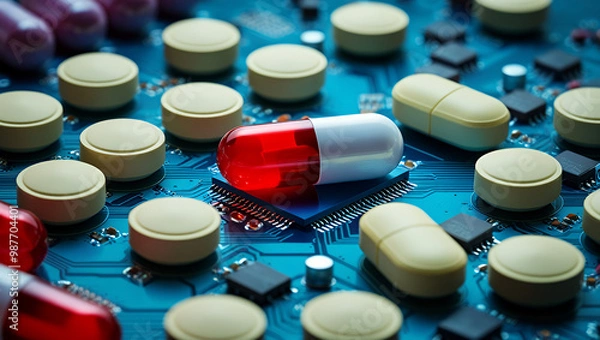 Fototapeta Revolutionizing Healthcare: AI, Smart Pills, and Digital Innovation in Drug Development