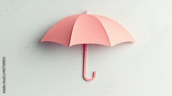 Obraz Pink umbrella paper cut on grey background simple weather-themed design ideal for children’s books or playful illustrations