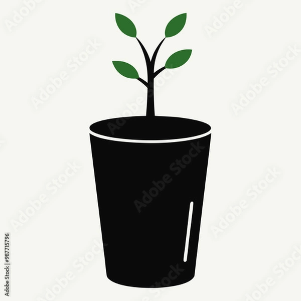Fototapeta A black cup with a tree vector illustration.
