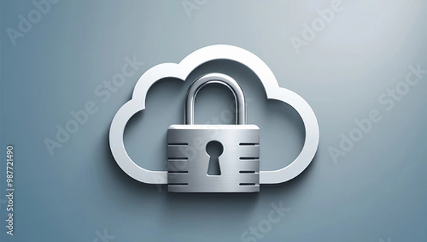 Obraz Cloud Security and Cybersecurity representation. Safeguarding Data with Advanced Technology Solutions for Secure Cloud Computing