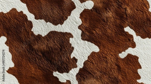 Obraz Rustic Charm: Intricate Seamless Cow Hide Pattern in Rich Browns and Whites, Celebrating Rural Life