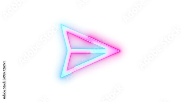 Fototapeta Neon icon send arrow symbol cyan pink color transparent background