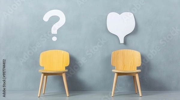 Fototapeta Creative Concept of Questions and Answers with Chairs