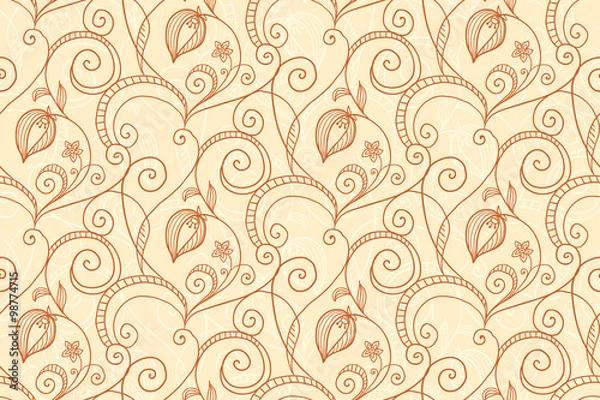 Fototapeta Hand-drawing flower pattern