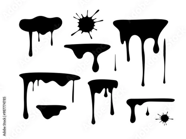 Fototapeta A set of blood drips. Isolated Vector Illustration