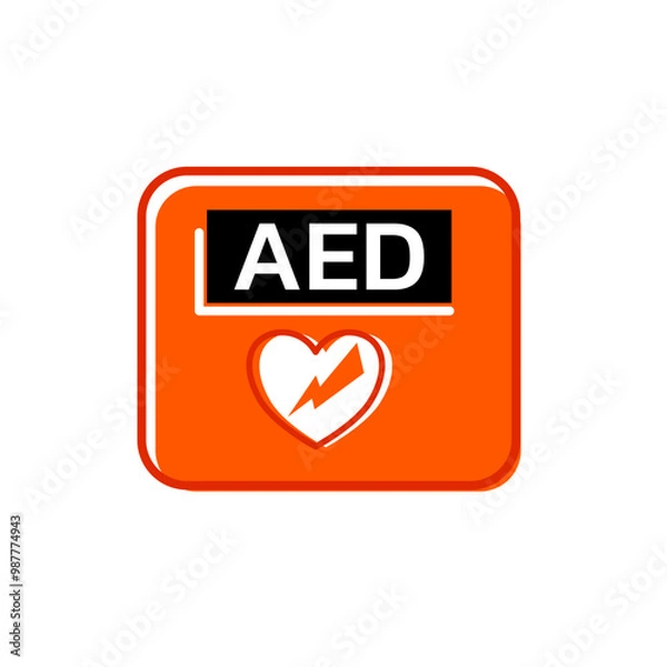 Fototapeta AED or automatic external defibrillator illumination on isolated background.
