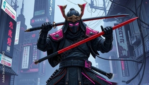 Obraz Urban Cyberpunk Samurai	

