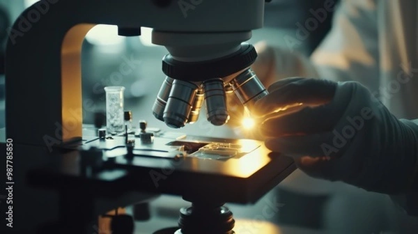 Fototapeta Microscope Analysis in a Modern Laboratory Setting