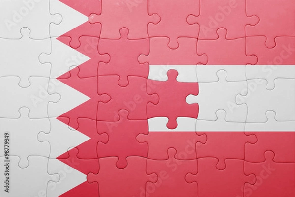 Fototapeta puzzle with the national flag of bahrain and austria