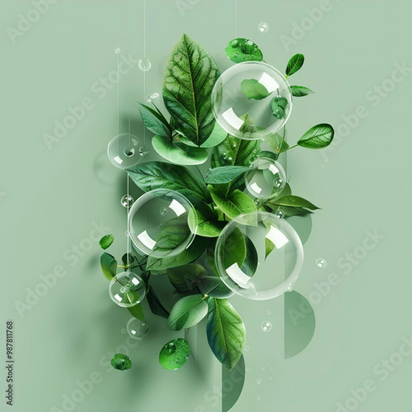 Obraz abstract background with green leaves