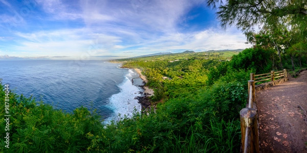 Fototapeta Grande Anse beach and south coast of Reunion Island at morning