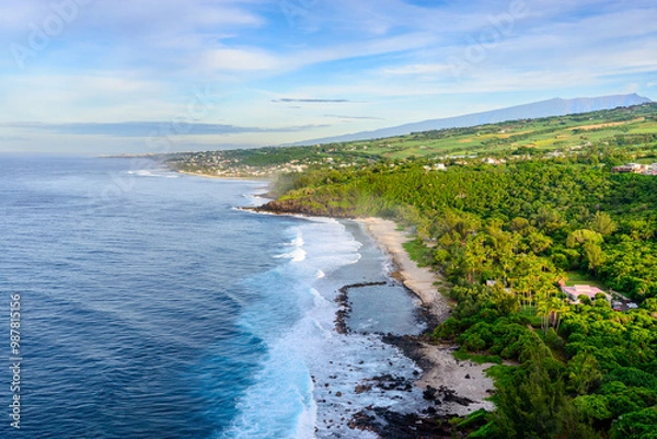 Fototapeta Grande Anse beach and south coast of Reunion Island at morning