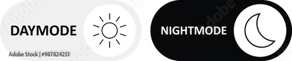 Fototapeta Day and night toggle switch icons set. Collection of on off. Sun and Moon icons for dark light mood. Dark mode and light mode switch button for website and mobile app. day night modes switch isolated.