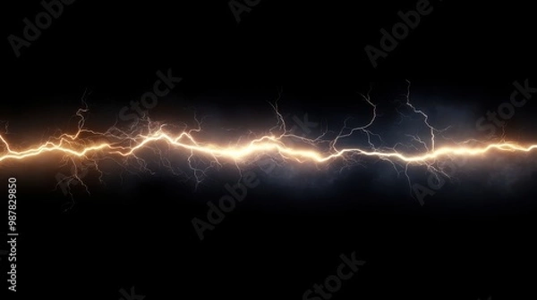 Fototapeta Abstract Electric Lightning Bolt on Black Background