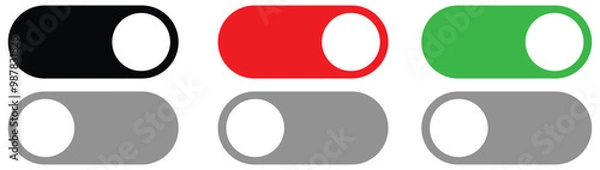 Fototapeta On and Off toggle switch buttons. Switch buttons ON OFF isolated. Modern web and mobile app switch button interface elements.