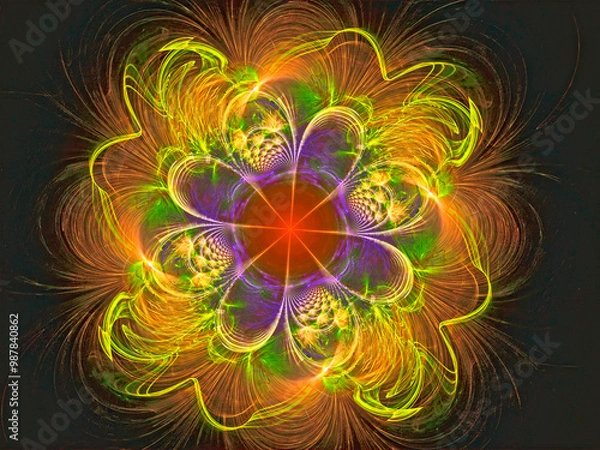 Fototapeta Abstract multicolored fractal. 3D rendering.