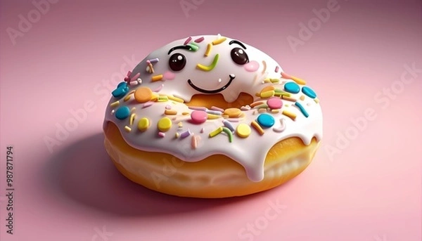 Fototapeta Cute Donut with Colorful Sprinkles