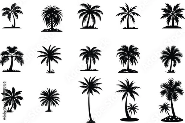 Fototapeta set of palm trees