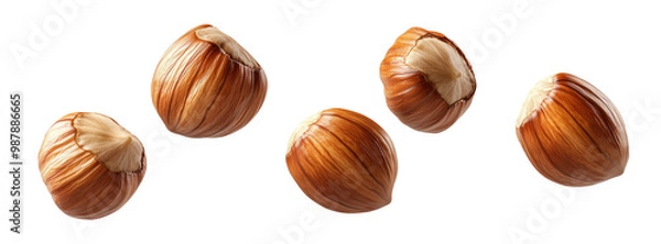 Fototapeta Falling hazelnut, full body, on a transparent background