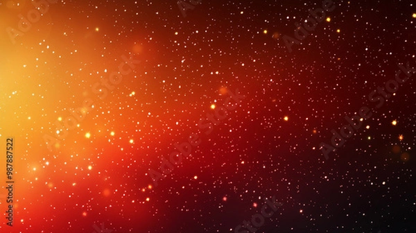 Fototapeta Red and Gold Sparkling Background with Glitter and Shimmering Particles