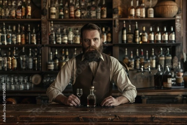 Fototapeta Bartender Serving Drinks at a Café