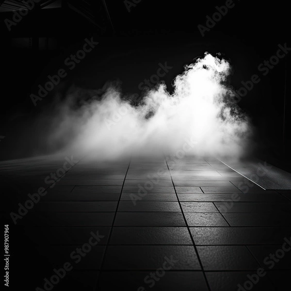 Fototapeta empty stage with smoke