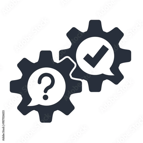 Fototapeta Answer the question with a check mark. A survey of the reaction of speech bubbles.Vector linear icon isolated on white background.