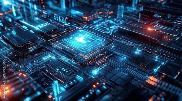 Fototapeta Abstract technology background. technology background. Ultra realistic....