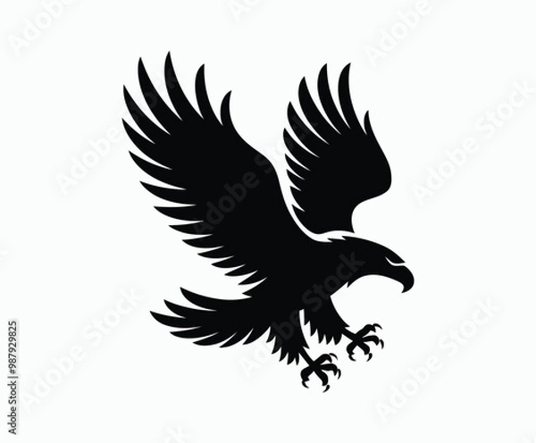 Fototapeta Bald eagle silhouette EPS vector isolated illustration and icon template on a white background