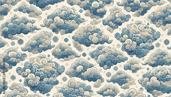 Obraz Seamless Chinese oriental pattern vector. Generative AI.