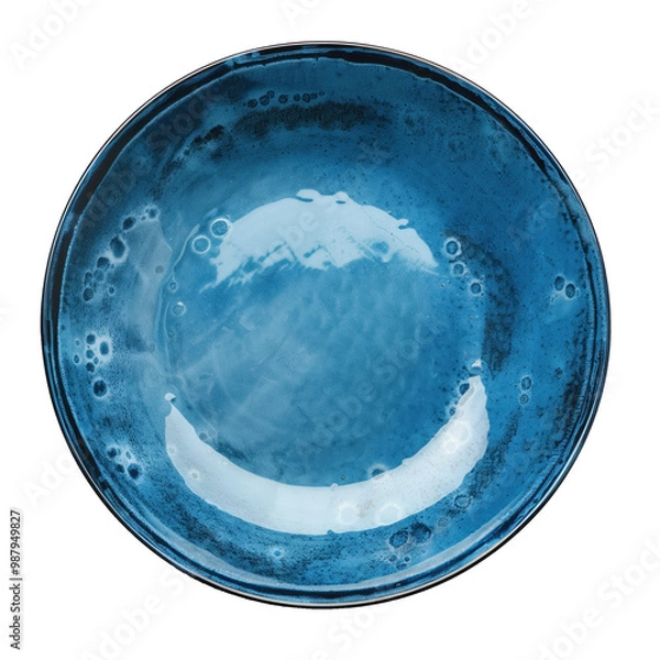 Obraz A blue plate with a white rim
