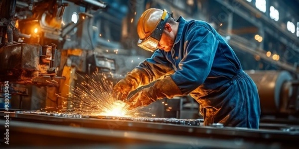 Fototapeta Aluminum and PVC Industry Worker on Job – Manufacturing Process and Industrial Innovation Visual Concept