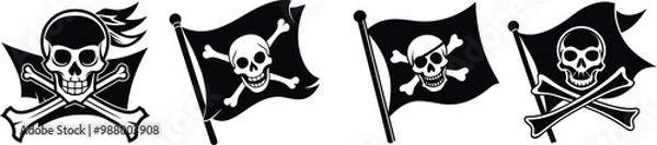 Fototapeta Crossbones and skull death flat vector icon for apps and games